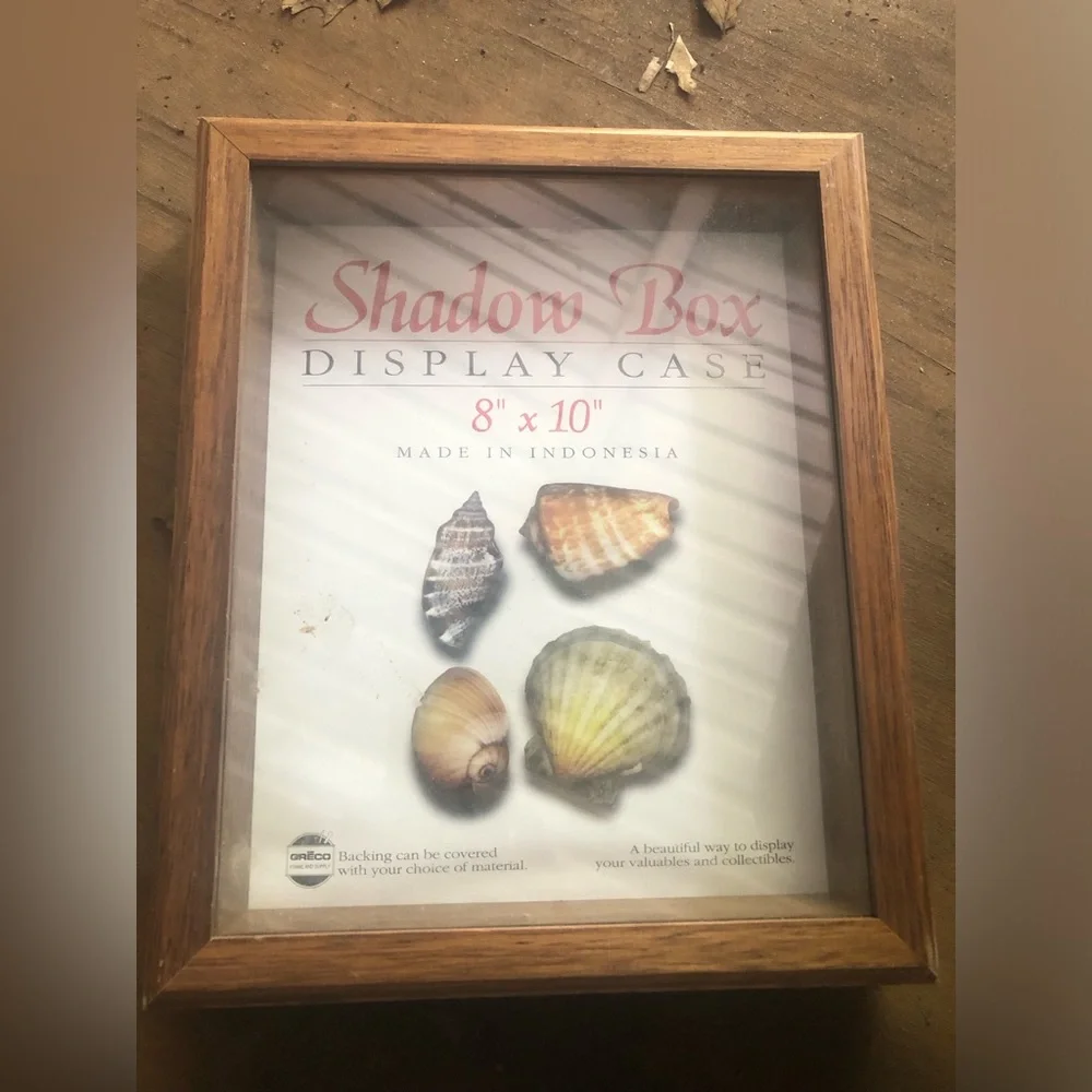 Wood shadow box with glass 8x10” display frame